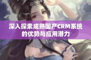 深入探索成熟国产CRM系统的优势与应用潜力