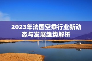 2023年法国空乘行业新动态与发展趋势解析