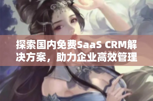 探索国内免费SaaS CRM解决方案，助力企业高效管理客户关系