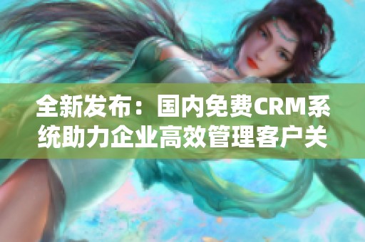 全新发布：国内免费CRM系统助力企业高效管理客户关系